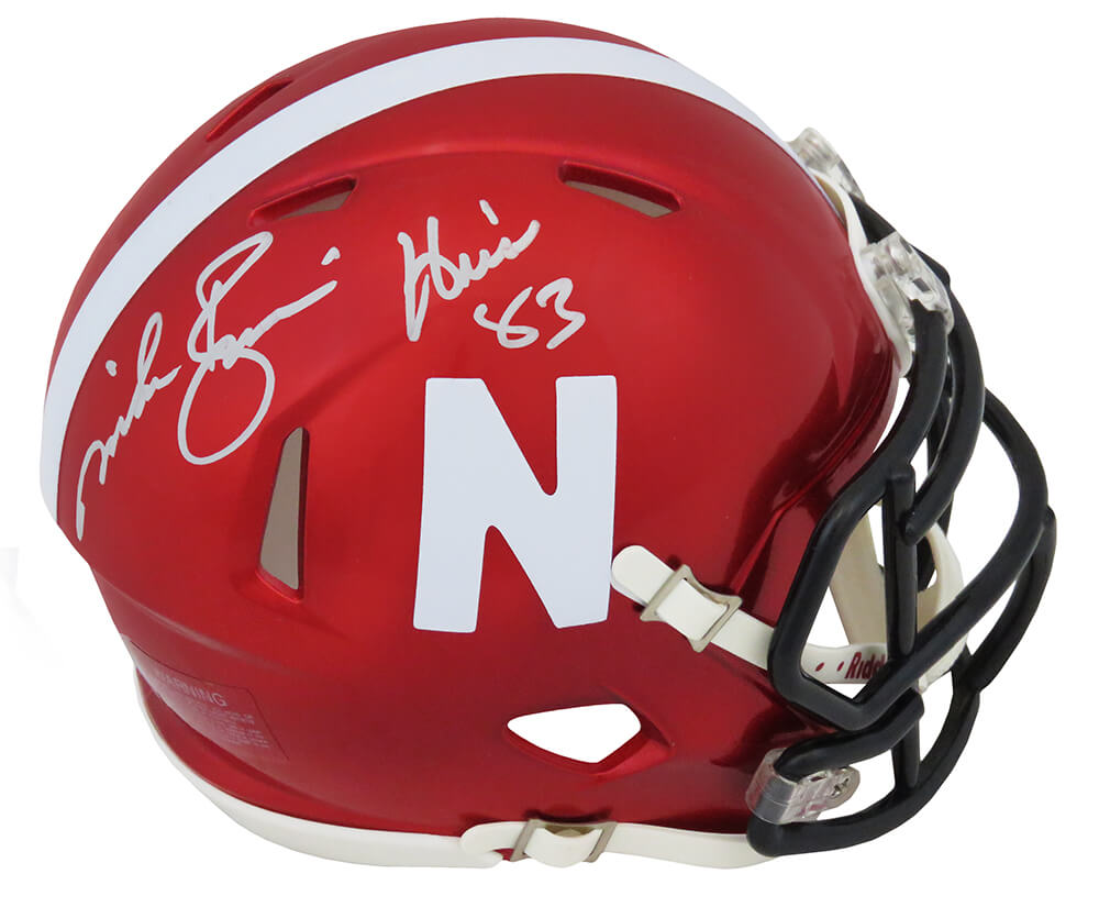 Mike Rozier Signed Nebraska Cornhuskers FLASH Riddell Speed Mini Helmet w/Heisman'83 - ROZMIN304 - Mike Rozier Signed Nebraska Cornhuskers FLASH Riddell Speed Mini Helmet w/Heisman'83 product image