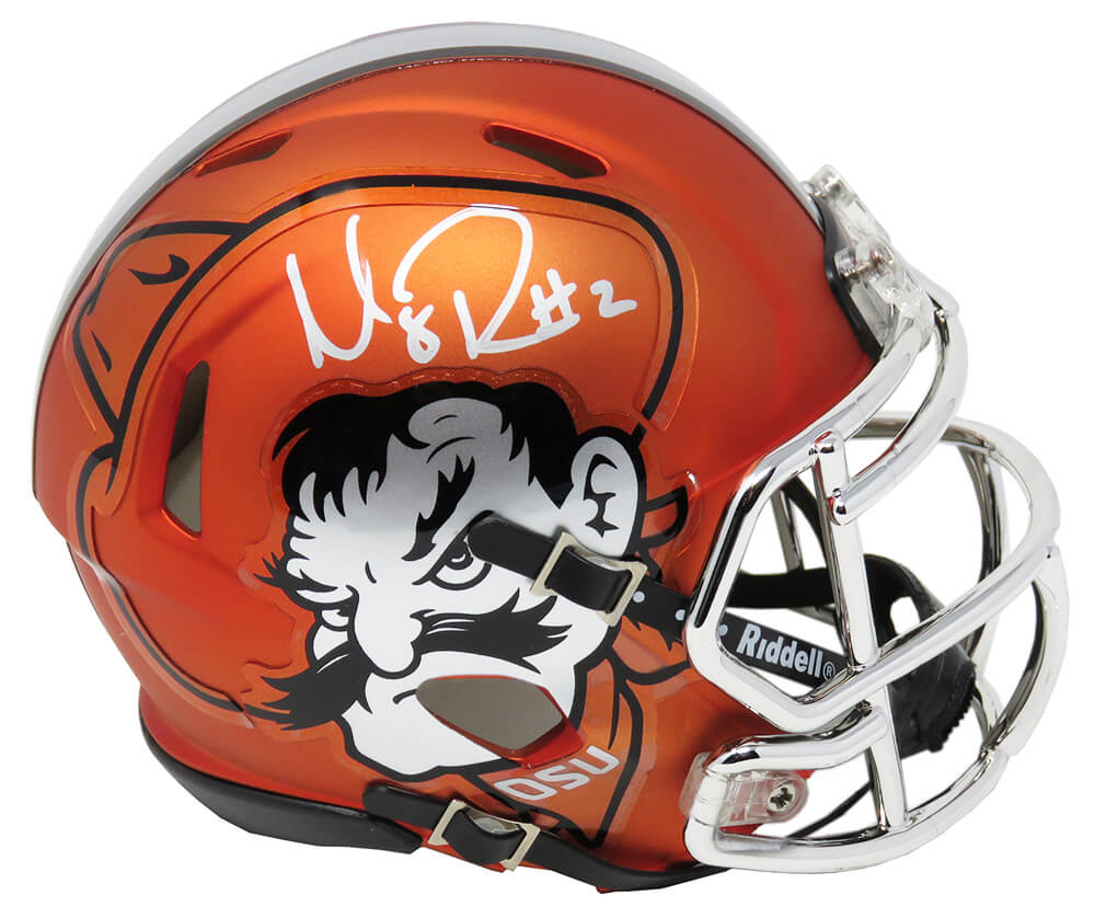 Mason Rudolph Signed Oklahoma State Cowboys Orange Pistol Pete Logo Riddell Speed Mini Helmet - RUDMIN303 - Mason Rudolph Signed Oklahoma State Cowboys Orange Pistol Pete Logo Riddell Speed Mini Helmet product image