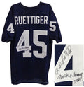 Rudy Ruettiger Signed Navy Throwback Custom Jersey w/Play Like A Champion Today - RUEJRY301 - Rudy Ruettiger Signed Navy Throwback Custom Jersey w/Play Like A Champion Today product image