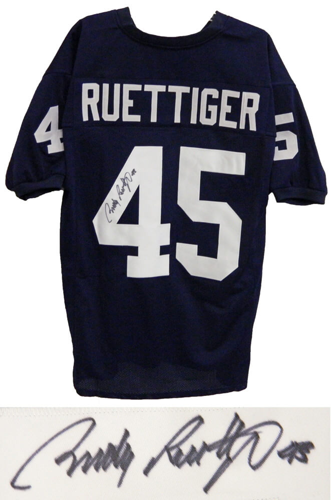 Rudy Ruettiger Signed Navy Throwback Custom Jersey - RUEJRY302 - Rudy Ruettiger Signed Navy Throwback Custom Jersey product image