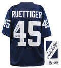 Rudy Ruettiger Signed Navy Throwback Custom Football Jersey w/Go Irish - RUEJRY303 - Rudy Ruettiger Signed Navy Throwback Custom Football Jersey w/Go Irish product image