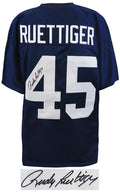 Rudy Ruettiger Signed Navy T/B Custom Football Jersey - RUEJRY304 - Rudy Ruettiger Signed Navy T/B Custom Football Jersey product image