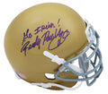 Rudy Ruettiger Signed Notre Dame Schutt Mini Helmet w/Go Irish - RUEMIN305 - Rudy Ruettiger Signed Notre Dame Schutt Mini Helmet w/Go Irish product image