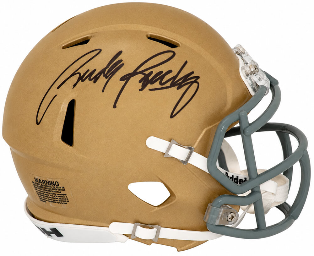 Rudy Ruettiger Signed Notre Dame Fighting Irish Riddell Speed Mini Helmet - RUEMIN306 - Rudy Ruettiger Signed Notre Dame Fighting Irish Riddell Speed Mini Helmet product image