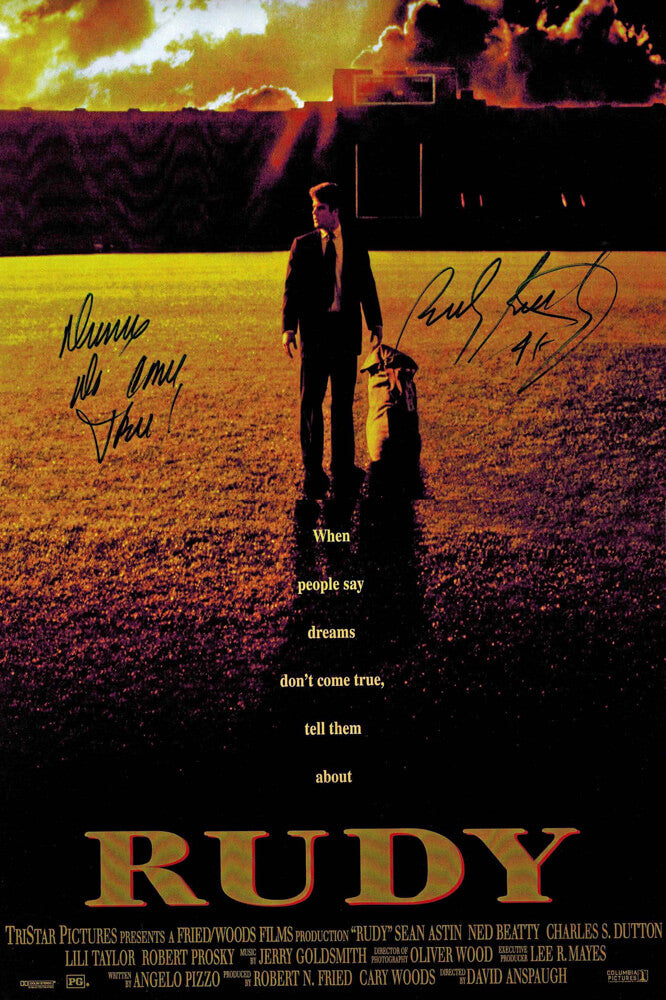 Rudy Ruettiger Signed 'Rudy' 11x17 Movie Poster w/Dreams Do Come True - RUEPST301 - Rudy Ruettiger Signed 'Rudy' 11x17 Movie Poster w/Dreams Do Come True product image