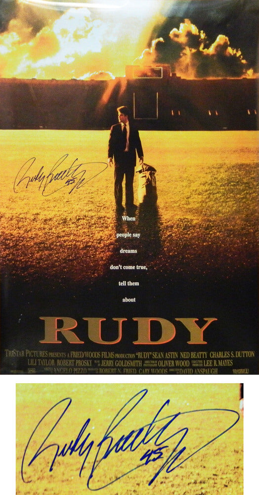 Rudy Ruettiger Signed 'Rudy' 24x36 Full Size Movie Poster - RUEPST303 - Rudy Ruettiger Signed 'Rudy' 24x36 Full Size Movie Poster product image