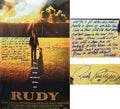 Rudy Ruettiger Signed 'Rudy' 24x36 Full Size Movie Poster w/Five Foot Nothing..(Full Quote) - RUEPST304 - Rudy Ruettiger Signed 'Rudy' 24x36 Full Size Movie Poster w/Five Foot Nothing..(Full Quote) product image