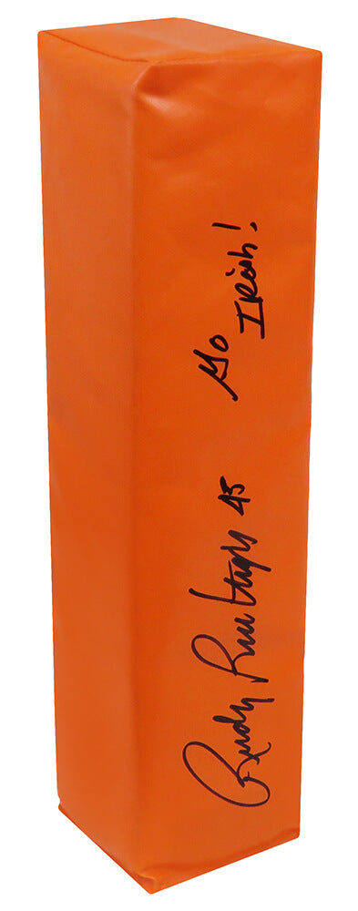 Rudy Ruettiger Signed Orange Endzone Pylon w/Go Irish - RUEPYL300 - Rudy Ruettiger Signed Orange Endzone Pylon w/Go Irish product image