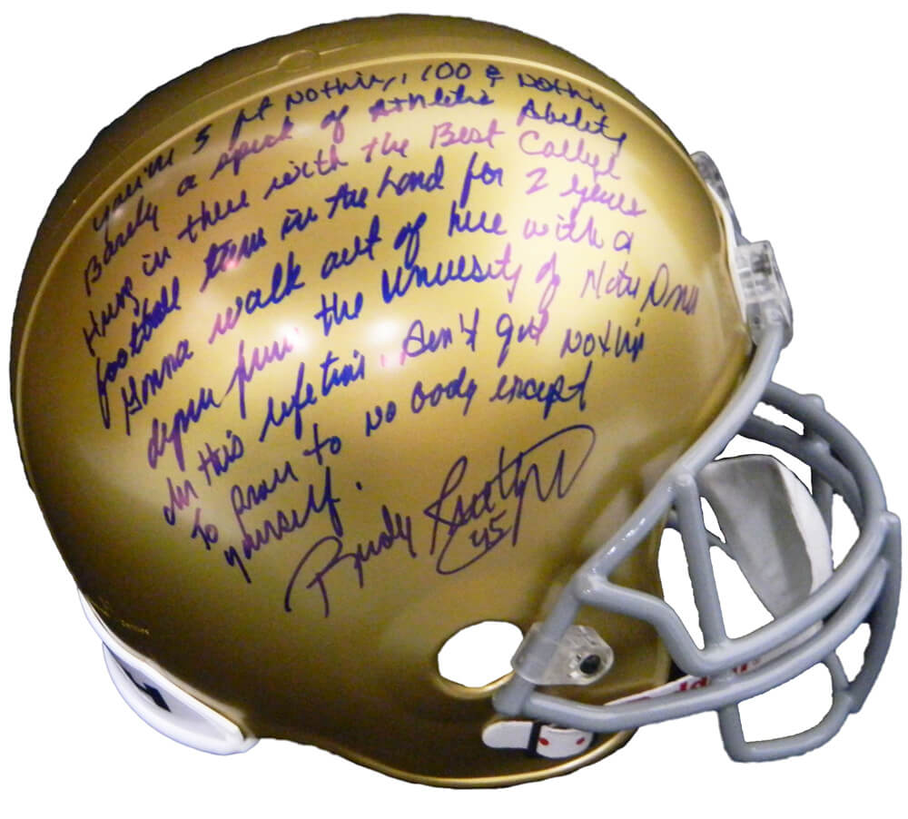 Rudy Ruettiger Signed Notre Dame Riddell Replica Helmet w/Five Foot Nothing..(Full Quote) - RUEREP306 - Rudy Ruettiger Signed Notre Dame Riddell Replica Helmet w/Five Foot Nothing..(Full Quote) product image
