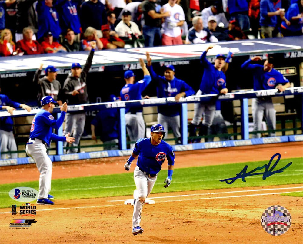 Addison Russell Signed Cubs 2016 World Series Grand Slam Rounding Bases 8x10 Photo - RUS08P102 - Addison Russell Signed Cubs 2016 World Series Grand Slam Rounding Bases 8x10 Photo product image
