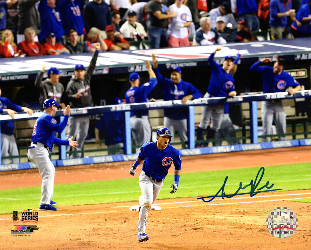 Addison Russell Signed Cubs 2016 World Series Game 6 Grand Slam Rounding Bases 8x10 Photo - RUS08P103 - Addison Russell Signed Cubs 2016 World Series Game 6 Grand Slam Rounding Bases 8x10 Photo product image