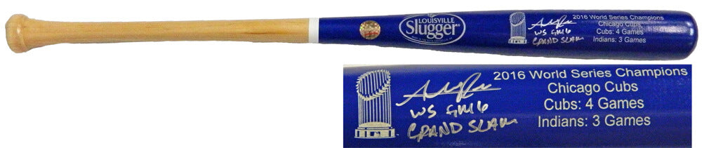 Addison Russell Signed Louisville Slugger Chicago Cubs 2016 World Series Champion Blue Dipped Bat w/WS Gm 6 Grand Slam - RUSBAT101 - Addison Russell Signed Louisville Slugger Chicago Cubs 2016 World Series Champion Blue Dipped Bat w/WS Gm 6 Grand Slam product image