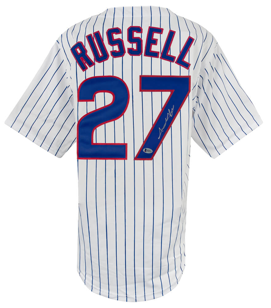 Addison Russell Signed White Custom Baseball Jersey  - (Beckett) - RUSJRY106 - Addison Russell Signed White Custom Baseball Jersey - (Beckett) product image