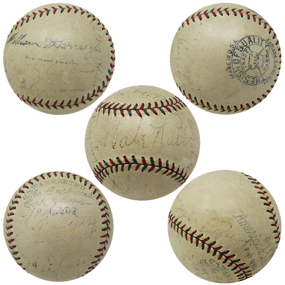 Babe Ruth & Lou Gehrig, 1933 WS Champs NY Yankees Team Signed Official AL Baseball w/23 Members (JSA) - RUTBSB100 - Babe Ruth & Lou Gehrig, 1933 WS Champs NY Yankees Team Signed Official AL Baseball w/23 Members (JSA) product image