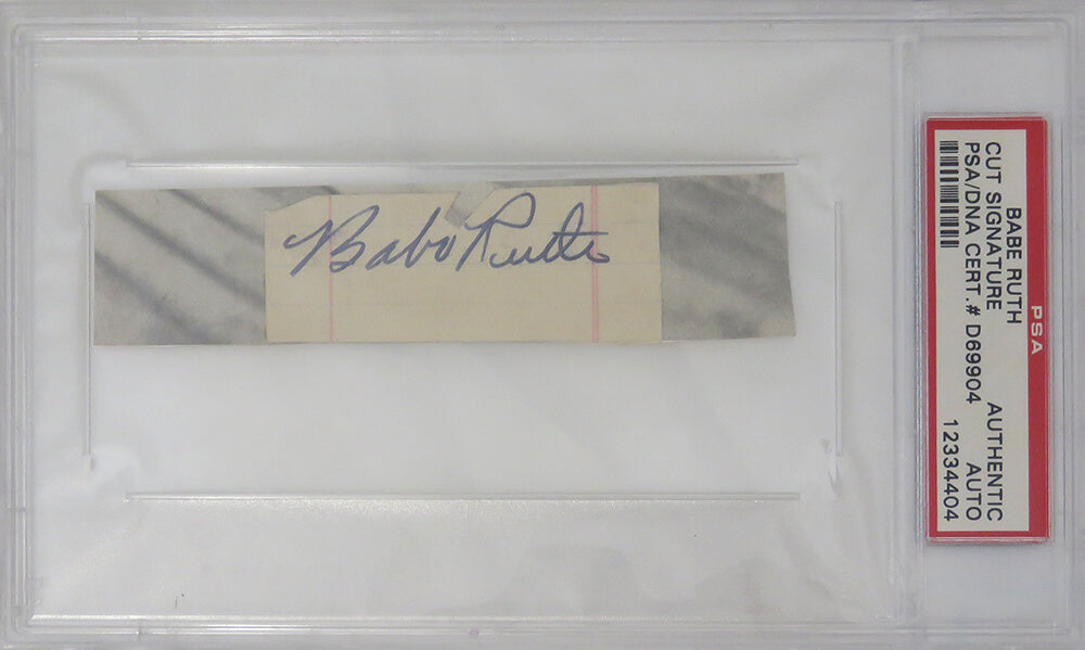 Babe Ruth Signed Cut  (PSA/DNA Encapsulated) - RUTCUT100 - Babe Ruth Signed Cut (PSA/DNA Encapsulated) product image