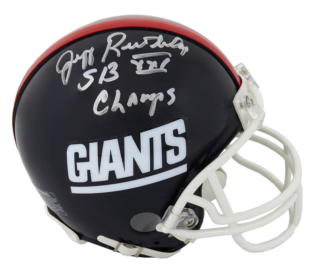 Jeff Rutledge Signed New York Giants Throwback Riddell Mini Helmet w/SB XXI Champs - RUTMIN301 - Jeff Rutledge Signed New York Giants Throwback Riddell Mini Helmet w/SB XXI Champs product image