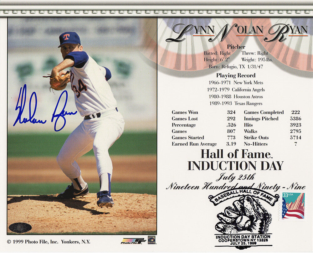 Nolan Ryan Signed Texas Rangers Hall of Fame Induction Day 8x10 Photo - RYA08P104 - Nolan Ryan Signed Texas Rangers Hall of Fame Induction Day 8x10 Photo product image