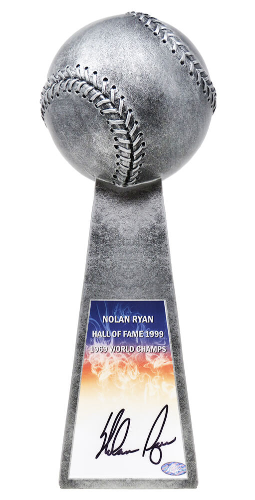 Nolan Ryan Signed Baseball World Champion 14 Inch Replica Silver Trophy - RYATRO100 - Nolan Ryan Signed Baseball World Champion 14 Inch Replica Silver Trophy product image