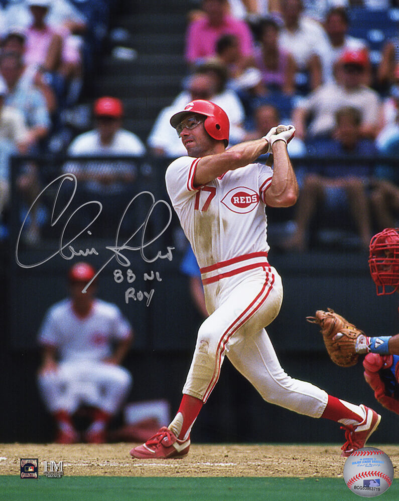 Chris Sabo Signed Cincinnati Reds Swinging Action 8x10 Photo w/88 NL ROY - SAB08P100 - Chris Sabo Signed Cincinnati Reds Swinging Action 8x10 Photo w/88 NL ROY product image