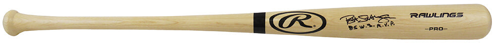 Bret Saberhagen Signed Rawlings Pro Blonde Baseball Bat w/85 WS MVP - SABBAT111 - Bret Saberhagen Signed Rawlings Pro Blonde Baseball Bat w/85 WS MVP product image