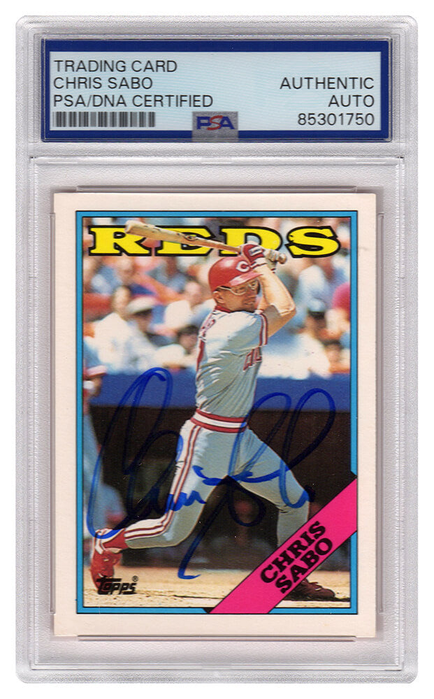 Chris Sabo Signed Reds 1988 Topps Traded Rookie Baseball Card #98T - (PSA Encapsulated) - SABCAR107 - Chris Sabo Signed Reds 1988 Topps Traded Rookie Baseball Card #98T - (PSA Encapsulated) product image
