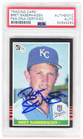 Bret Saberhagen Signed Kansas City Royals 1985 Donruss Rookie Baseball Trading Card #22 - (PSA Encapsulated) - SABCAR111 - Bret Saberhagen Signed Kansas City Royals 1985 Donruss Rookie Baseball Trading Card #22 - (PSA Encapsulated) product image