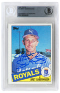 Bret Saberhagen Signed Kansas City Royals 1985 Topps Rookie Baseball Trading Card #23 - (Beckett Encapsulated) - SABCAR112 - Bret Saberhagen Signed Kansas City Royals 1985 Topps Rookie Baseball Trading Card #23 - (Beckett Encapsulated) product image