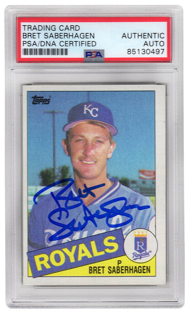 Bret Saberhagen Signed Kansas City Royals 1985 Topps Rookie Baseball Trading Card #23 - (PSA/DNA Encapsulated) - SABCAR113 - Bret Saberhagen Signed Kansas City Royals 1985 Topps Rookie Baseball Trading Card #23 - (PSA/DNA Encapsulated) product image