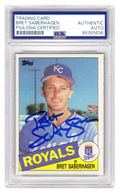 Bret Saberhagen Signed Royals 1985 Topps Rookie Baseball Trading Card #23 - (PSA Encapsulated) - SABCAR114 - Bret Saberhagen Signed Royals 1985 Topps Rookie Baseball Trading Card #23 - (PSA Encapsulated) product image