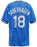 Bret Saberhagen Signed Powder Blue Throwback  Custom Baseball Jersey - SABJRY100 - Bret Saberhagen Signed Powder Blue Throwback Custom Baseball Jersey product image