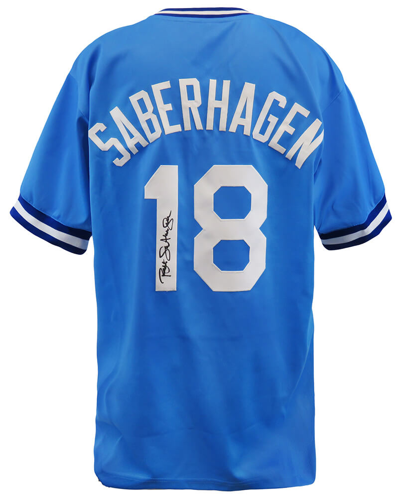 Bret Saberhagen Signed Powder Blue Throwback  Custom Baseball Jersey - SABJRY100 - Bret Saberhagen Signed Powder Blue Throwback Custom Baseball Jersey product image
