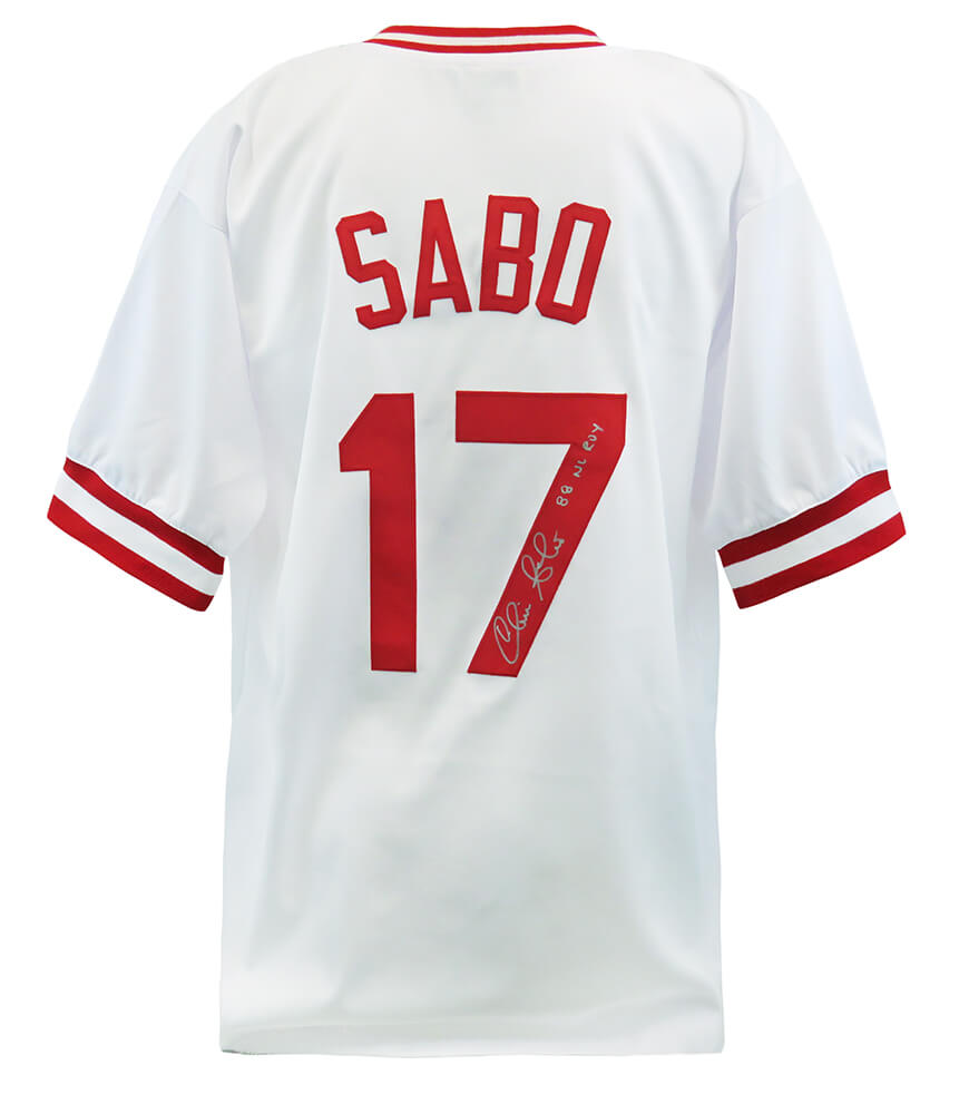 Chris Sabo Signed White Custom Baseball Jersey w/88 NL ROY - SABJRY111 - Chris Sabo Signed White Custom Baseball Jersey w/88 NL ROY product image