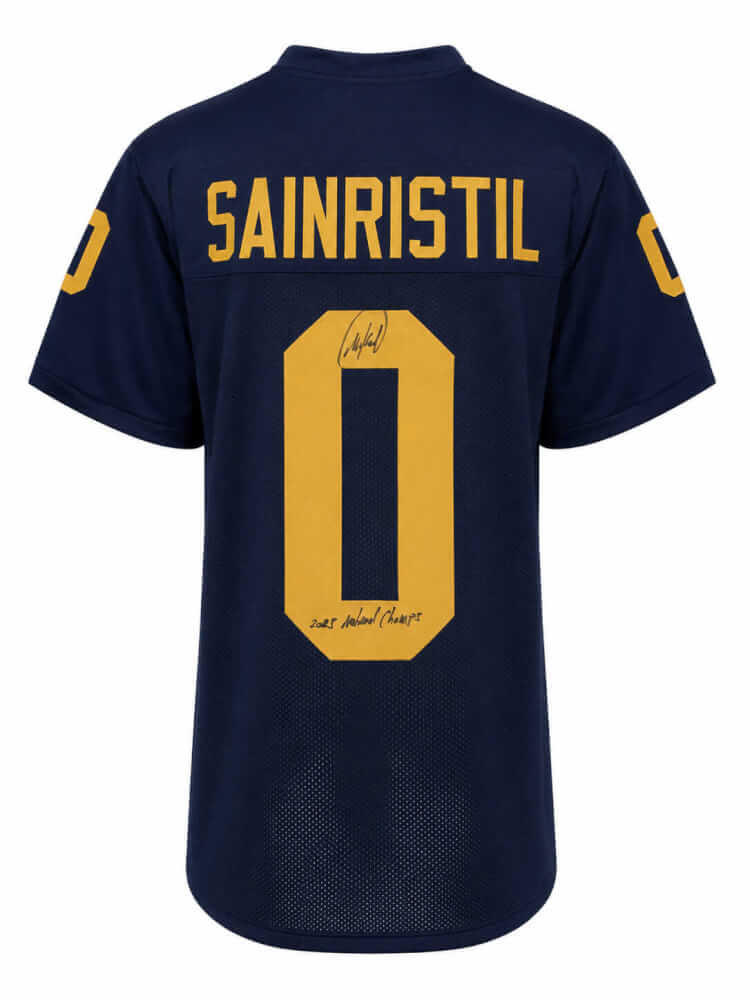 Mike Sainristil Signed Navy Custom College Football Jersey w/2023 National Champs - SAIJRY301 - Mike Sainristil Signed Navy Custom College Football Jersey w/2023 National Champs product image