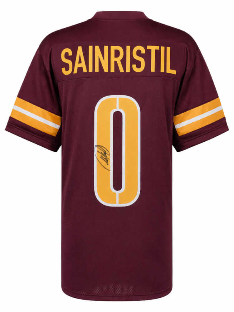 Mike Sainristil Signed Maroon Custom Football Jersey - SAIJRY302 - Mike Sainristil Signed Maroon Custom Football Jersey product image