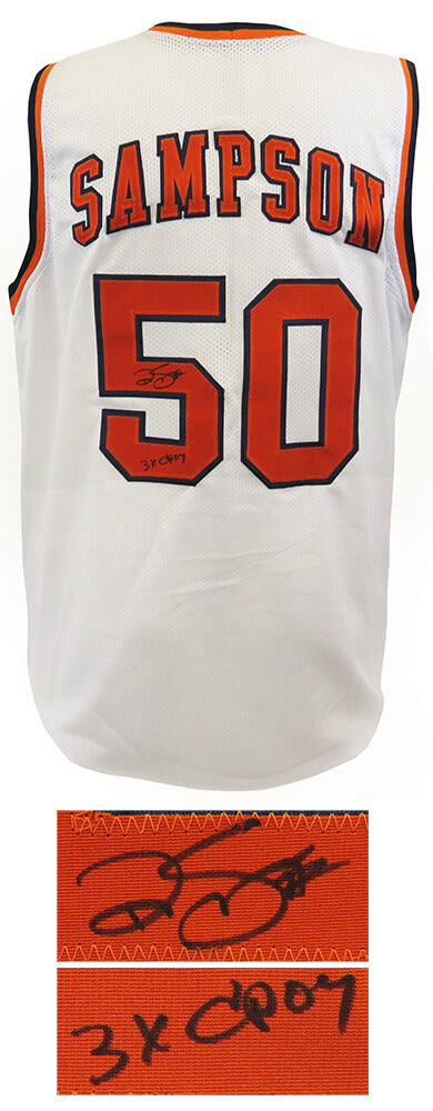 Ralph Sampson Signed White Custom Basketball Jersey w/3x C'POY - SAMJRY201 - Ralph Sampson Signed White Custom Basketball Jersey w/3x C'POY product image