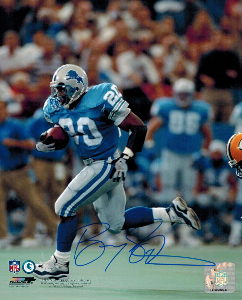 Barry Sanders Signed Lions Breaking Away 8x10 Photo - SAN08P303 - Barry Sanders Signed Lions Breaking Away 8x10 Photo product image