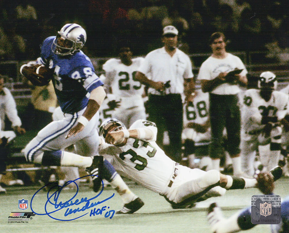 Charlie Sanders Signed Detroit Lions Running With Football Action 8x10 Photo w/HOF'07 - SAN08P332 - Charlie Sanders Signed Detroit Lions Running With Football Action 8x10 Photo w/HOF'07 product image
