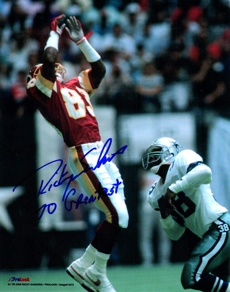 Ricky Sanders Signed Washington Football Team Catch vs Cowboys 8x10 Photo w/70 Greatest - SAN08P352 - Ricky Sanders Signed Washington Football Team Catch vs Cowboys 8x10 Photo w/70 Greatest product image