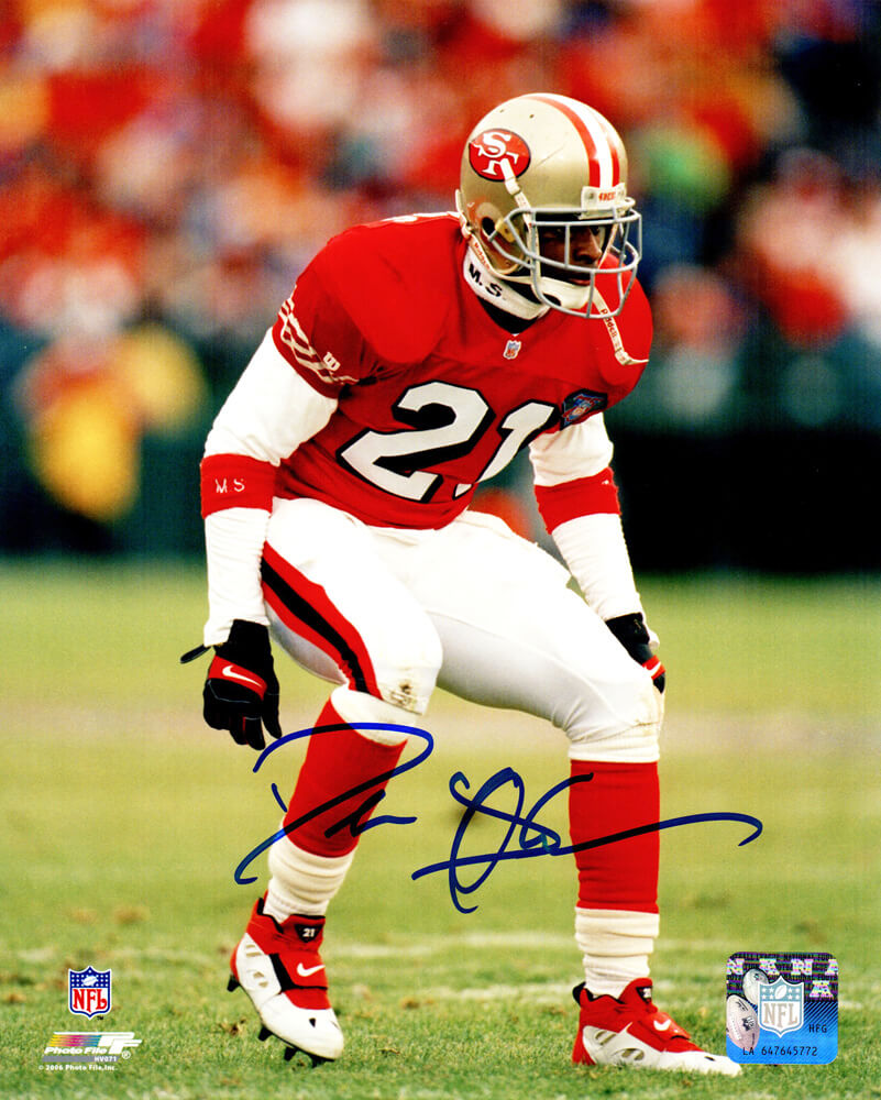 Deion Sanders Signed San Francisco 49ers Action 8x10 Photo - SAN08P360 - Deion Sanders Signed San Francisco 49ers Action 8x10 Photo product image