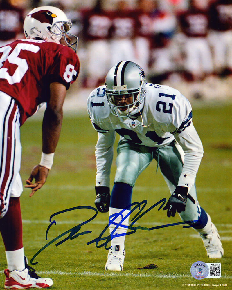 Deion Sanders Signed Dallas Cowboys Action vs. Cardinals 8x10 Photo - (Beckett) - SAN08P363 - Deion Sanders Signed Dallas Cowboys Action vs. Cardinals 8x10 Photo - (Beckett) product image
