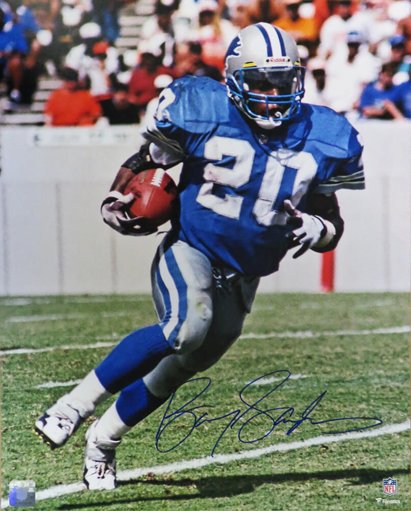 Barry Sanders Signed Detroit Lions Running With Football Action 16x20 Photo - SAN16P318 - Barry Sanders Signed Detroit Lions Running With Football Action 16x20 Photo product image