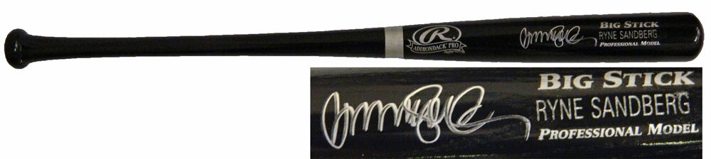Ryne Sandberg Signed Rawlings Name-Engraved Black Big Stick Bat - SANBAT112 - Ryne Sandberg Signed Rawlings Name-Engraved Black Big Stick Bat product image