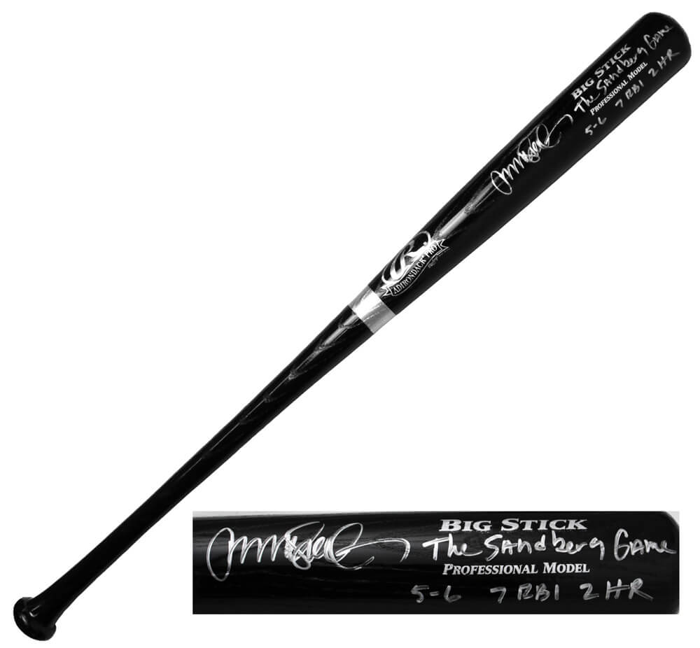 Ryne Sandberg Signed Rawlings Black Big Stick Baseball Bat w/The Sandberg Game, 5-6 2HRs 7 RBI - SANBAT116 - Ryne Sandberg Signed Rawlings Black Big Stick Baseball Bat w/The Sandberg Game, 5-6 2HRs 7 RBI product image