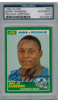 Barry Sanders Signed Lions 1989 Score Rookie Card #257 w/89 ROY PSA - SANCAR301 - Barry Sanders Signed Lions 1989 Score Rookie Card #257 w/89 ROY PSA product image