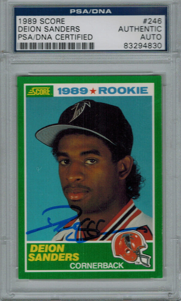 Deion Sanders Signed Falcons 1989 Score Rookie Card #246 PSA/DNA - SANCAR302 - Deion Sanders Signed Falcons 1989 Score Rookie Card #246 PSA/DNA product image
