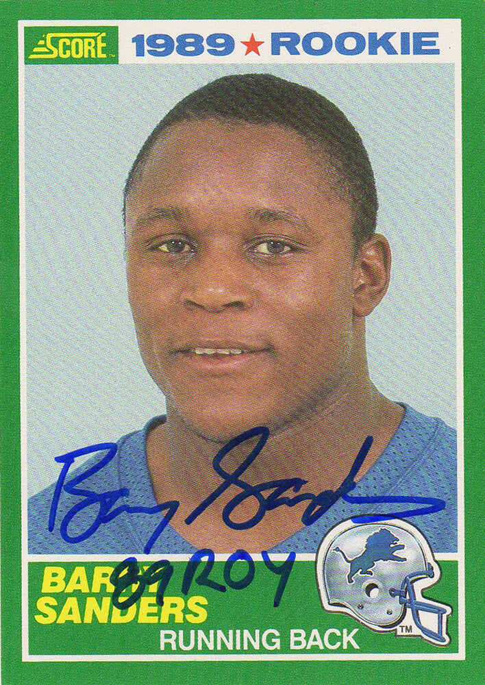 Barry Sanders Signed Lions 1989 Score Rookie Card #257 w/89 ROY - SANCAR304 - Barry Sanders Signed Lions 1989 Score Rookie Card #257 w/89 ROY product image