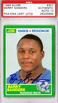 Barry Sanders Signed Detroit Lions 1989 Topps Rookie Card #83T - PSA/DNA - SANCAR306 - Barry Sanders Signed Detroit Lions 1989 Topps Rookie Card #83T - PSA/DNA product image