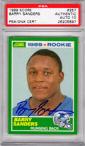 Barry Sanders Signed Detroit Lions 1989 Score Rookie Card #257 (PSA/DNA Auto Grade 10) - SANCAR307 - Barry Sanders Signed Detroit Lions 1989 Score Rookie Card #257 (PSA/DNA Auto Grade 10) product image