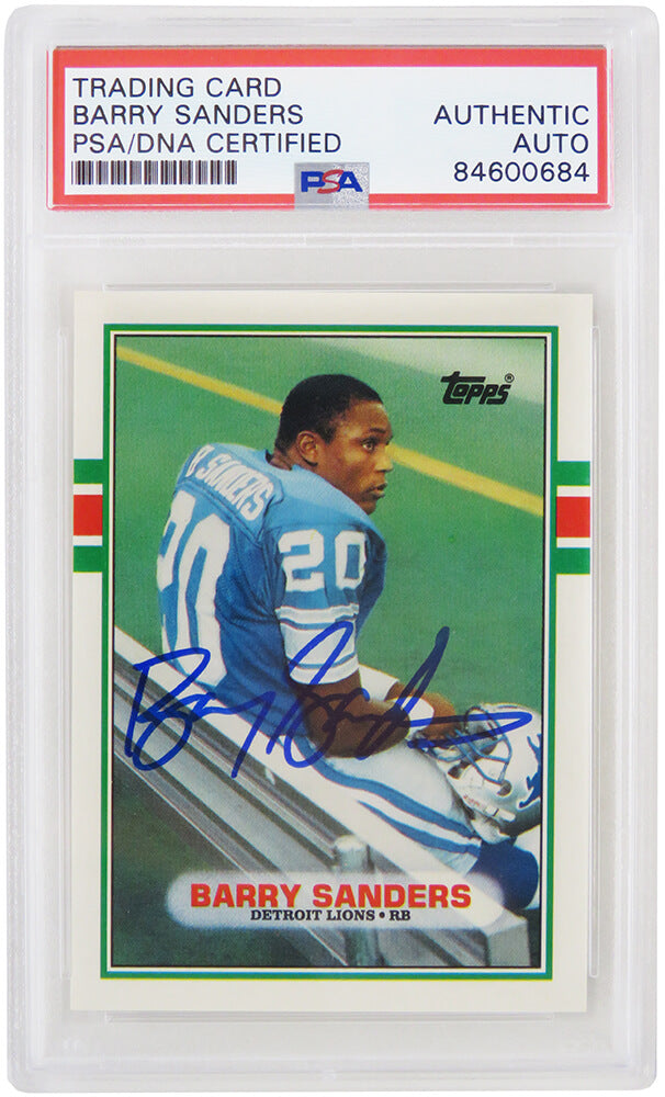 Barry Sanders Signed Detroit Lions 1989 Topps Rookie Card #83T - (PSA/DNA Encapsulated) - SANCAR323 - Barry Sanders Signed Detroit Lions 1989 Topps Rookie Card #83T - (PSA/DNA Encapsulated) product image