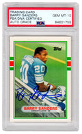 Barry Sanders Signed Detroit Lions 1989 Topps Rookie Card #83T - (PSA/DNA / Auto Grade 10) - SANCAR324 - Barry Sanders Signed Detroit Lions 1989 Topps Rookie Card #83T - (PSA/DNA / Auto Grade 10) product image